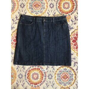 Eddie Bauer Womens Straight Skirt Blue Denim Mini Stretch Pockets Solid Zip 16